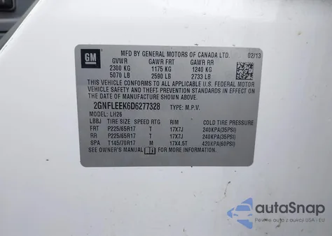 2013 Chevrolet Equinox 1Lt from USA, damaged, VIN 2GNFLEEK6D6277328